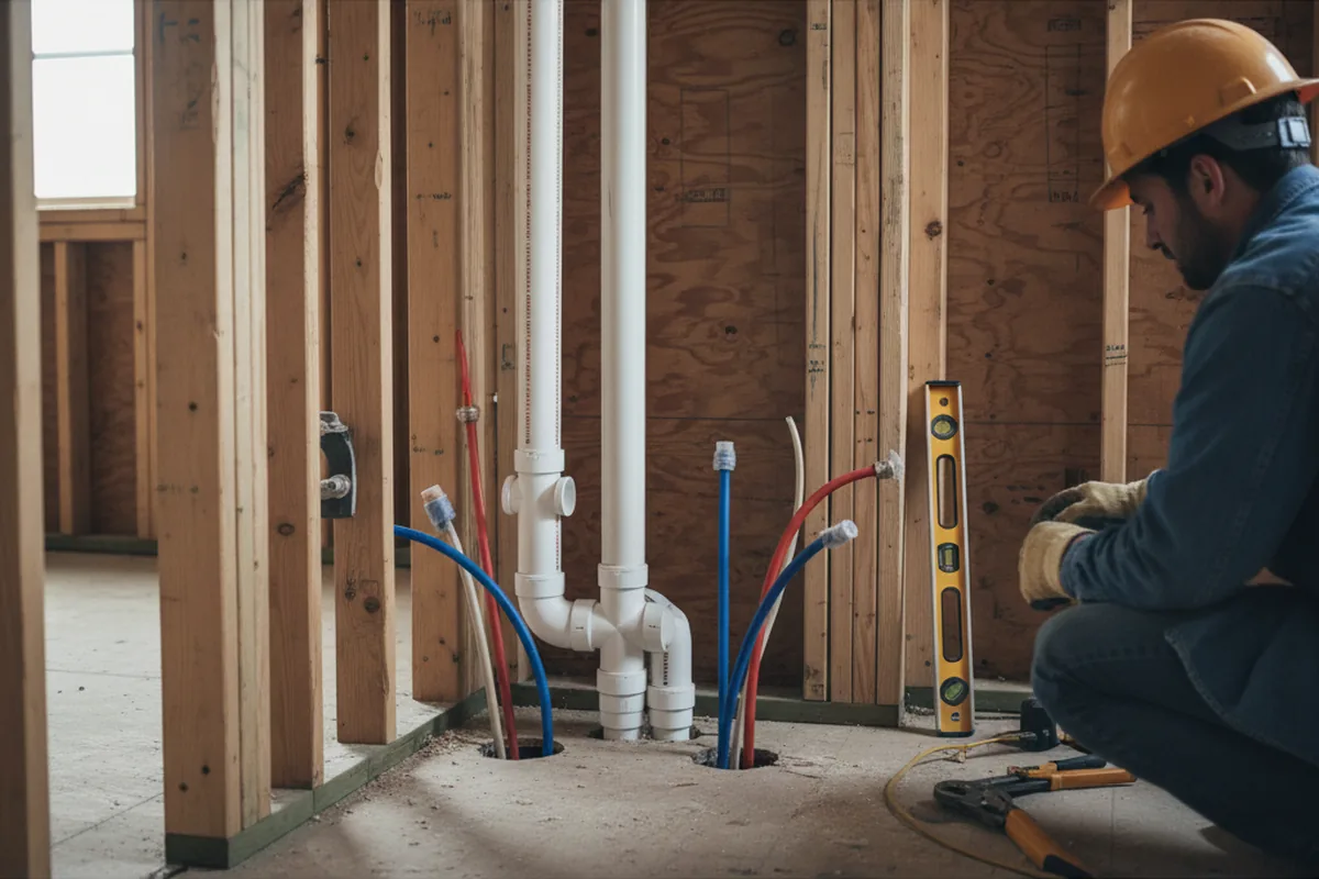 Drain and supply rough-in during Drain Cleaning in Landing